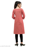 Striped net cotton kurta for girls, self-designed straight style with three-quarter sleeves, size range 9-10 years to 12-13 years. Indian handcrafted clothing