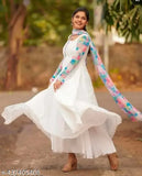 White Georgette long-sleeved gown for women, KF 3 DI GOWND WESTN WEAR, India origin
