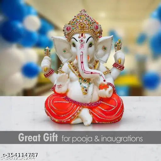 Resin Ganesha statue, 23cm x 15cm x 23cm, Indian crafted home decor showpiece