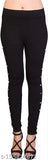 Solid black cotton jeggings with side stones for women & girls, stylish fit
