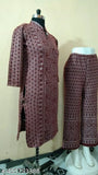 Maroon wool three-quarter sleeve printed combo, single size M (bust 38in, length 40in), Indian craftsmanship