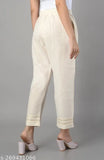 Cream Georgette Chikankari embroidered bottom palazzo pants for women, elastic waistband, hand wash only, ankle length