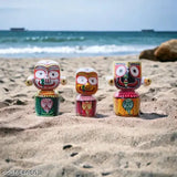 Handcrafted wooden idol set of 4-inch Lord Jagannath, Bishnu, Balaram, and Devi Subhadra. Perfect for puja room, decoration, or car dashboard. Authentic Indian handicraft from Dhaksh