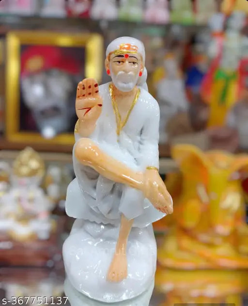 Ceramic Sai Amrut Saibaba Marble Ashirvad Hand, 35 inch - Indian God Idol for devotion and blessings