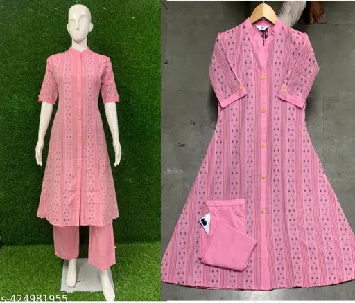 Women's cotton Kurti with Palazzo set, premium quality printed net fabric, casual wear for women