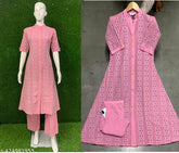 Women's cotton Kurti with Palazzo set, premium quality printed net fabric, casual wear for women