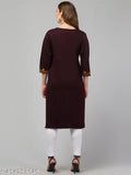 Winter woolen embroidered kurti for women, India. Handmade with rainbow yarn, three-quarter sleeves