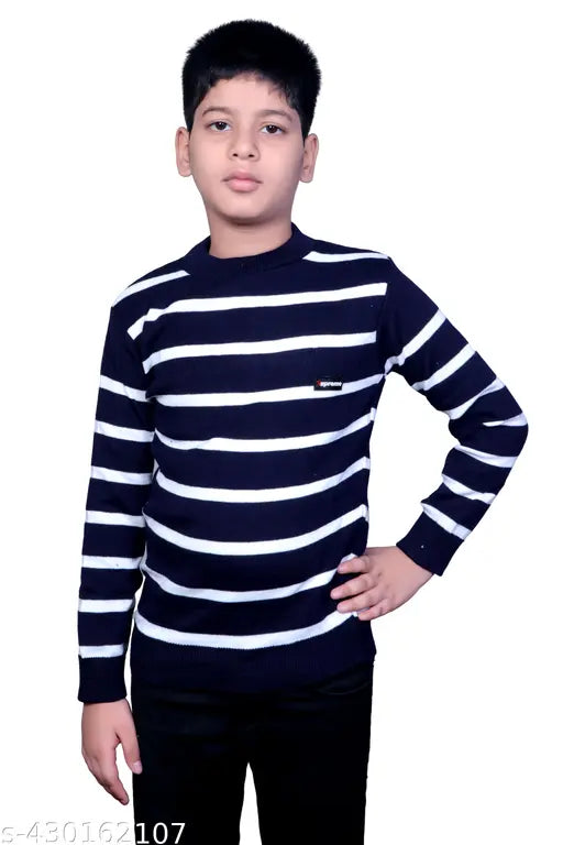 Woolen striped winter sweater for boys (3-12 years), premium quality Indian daffodil wool, soft and skin-friendly