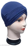 Blue crisscross pure cotton skull cap, embellished party wear for women under hijab, Indian origin
