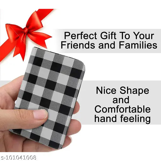 Faux leather check card holder, free size for business and ID storage