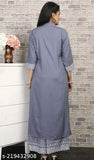 Gray rayon printed plazzo kurta with three-quarter sleeves and matching bottomwear, ethnically designed for women's fashion
