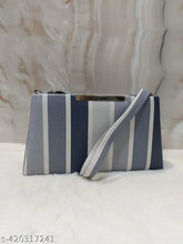 Striped net PU slingbag, free size, ideal for women's fashion accessories