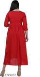 Rayon red embroidered Anarkali Kurta by RAH RANGREZ - Indian women's party wear with three-quarter sleeves and matching sizes M, L, XL, XXL
