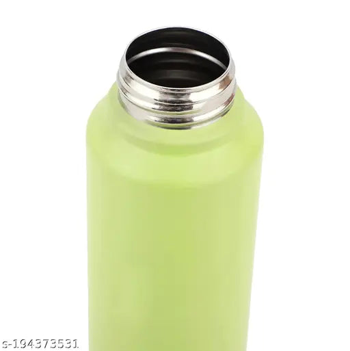 Green stainless steel sports bottle set of 4 with chrome finish - KARFE 1000ml leak-proof, food-grade bottles for fridge use in India
