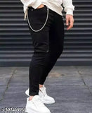 Black denim stretchable men's jeans, durable and versatile fit for various occasions