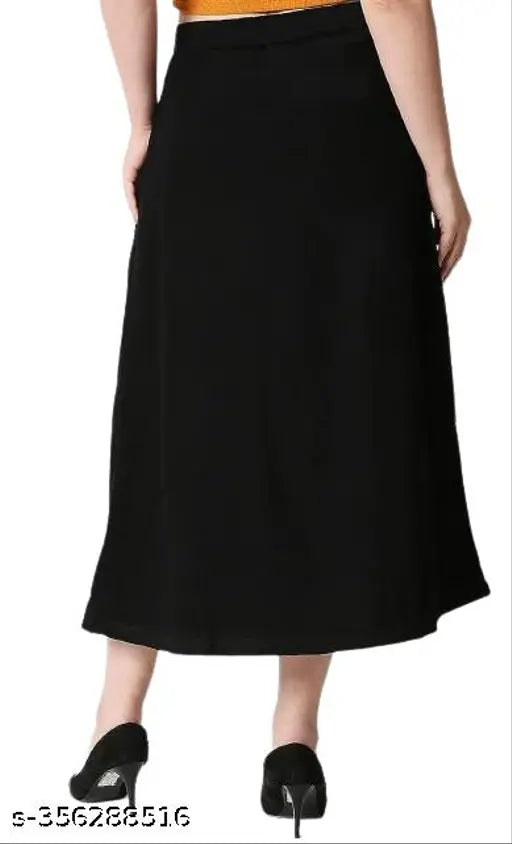 Z Black denim A-line maxi skirt, solid pattern, lightweight & breathable, women's fashion, versatile fit