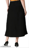 Z Black denim A-line maxi skirt, solid pattern, lightweight & breathable, women's fashion, versatile fit