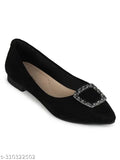 Black synthetic leather ballerinas by Shezon - elegant and comfortable women's shoes for fashionable style and daily comfort