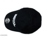 White embroidered cotton baseball cap, Royal Enfield branding on black, stylish headwear from India