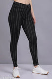 Premium striped cotton jegging for women, pair with various outfits. Cold water wash only, made in India