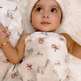 Organic cotton Moms Home Baby Muslin Swaddle, 100x100cm, 0-12M P3 - Soft, breathable swaddler with hand block prints for mild winter use