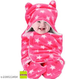 Microfiber new born hooded baby blanket by Brandonn, free size (27in x 28in), India origin