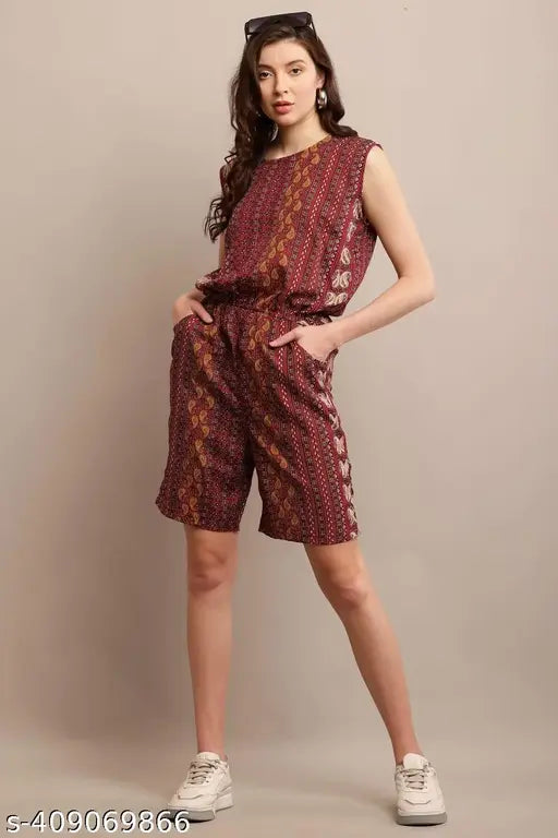 Trendy rayon sleeveless printed net nightsuit, attractive fit for women