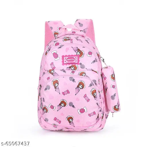 Light Pink Tinytot Water-Resistant High Storage Backpack, perfect for school/college travel for girls and women (18 inch)