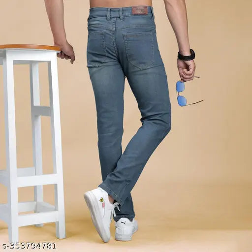 Abstract navy blue denim men's jeans from Eyebogler - stylish and durable