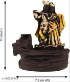 Polyresin Krishna idol backflow fountain, handcrafted home decor showpiece with eco-friendly incense cones (12x12x10 cm)