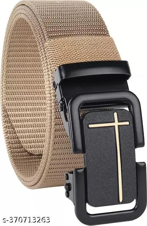 Men's casual brown PU nylon belt and wallet set, accessorize smartly for everyday wear, Indian origin