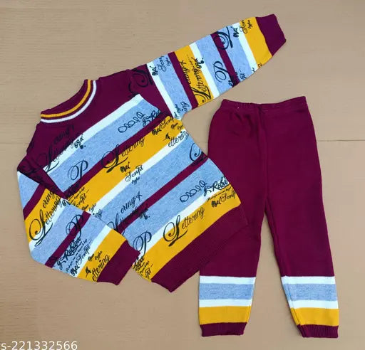 Woolen colorblocked sweater for kids (9-12M to 4-5Y), warm winter wear from Cutiepie, India