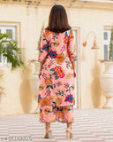 Trendy printed cotton blend straight kurta and palazzo set for women, suitable for parties, festivals, office, casual, and religious occasions. Classic neck design, made in India