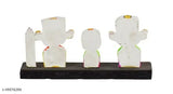 Ceramic Krishna idols: Real Craft Lord Jagannath, Subhadra, Balabhadra with Sudarshan Chakra for home décor or car dashboards, 3 cm x 6 cm x 13 cm each (N: 1)