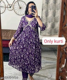 Rayon Aliya cut flower print kurti, three-quarter sleeves, XS - XXXXL sizes