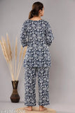 Cotton printed net night suits for women, four-quarter sleeve pyjamas for relaxed comfort, sizes S-5XL, made in India