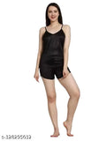 Satin Womens Night Suit Top & Shorts Set - Fashionable Indian-made lingerie set for special nights