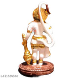Polymarble gold foil Hanuman ji idol decorative showpiece, 10cm religious idol for home decor and pooja