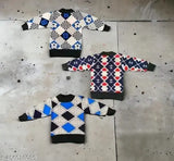 Cozy wool baby boy sweater, colorblocked soft winter wear for little ones in chilly days