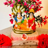 Marble Laxmi Vishnu Idol Combo - Shri Narayan and Lakshmi Mata Statues for Pooja and Mandir, 10cm x 14cm x 6cm, Indian origin