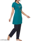 Cotton printed nightsuit with pockets for plus size women, stylish sleepwear by Bell Paper