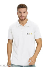 Men's white collar cotton blend half sleeve T-shirt, breathable fabric, workouts & casual wear - L to 5XL, durable and quick-dry