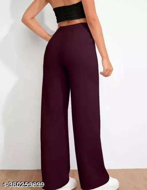 Purple velvet high-waisted trousers