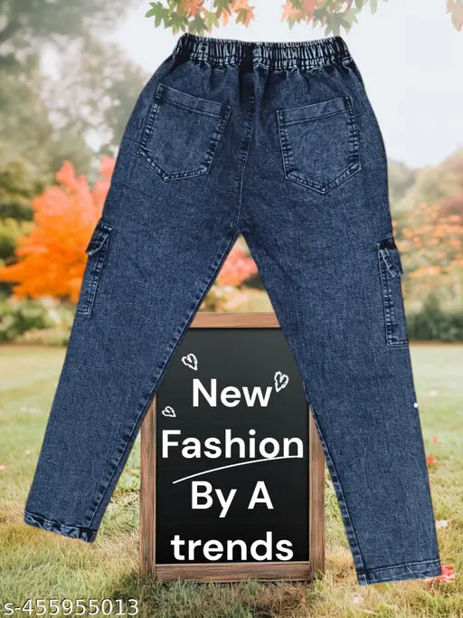 Black denim jogger cargo pant, dyed/washed, high-quality fashion by A Trends