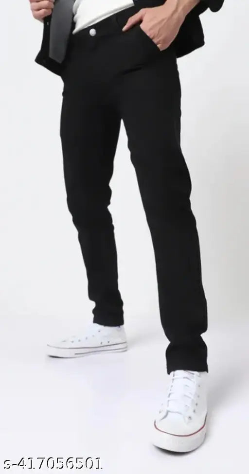 Cotton black men's regular jeans by Comfy Top of the World - affordable slim mid-rise option, size 28/30/32 (India origin)