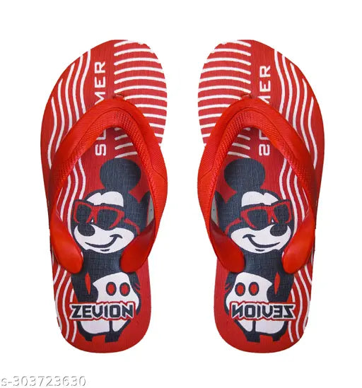 Mickey print EVA slippers for kids, colorful and comfortable flip flops with embossed bottoms