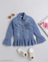 Denim Kids' Girls Jkt Freel Light, solid pattern, long sleeves, available in various sizes from 4-5 to 11-12 years
