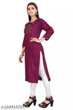 Rayon three-quarter sleeve kurti for women, solid color, Indian traditional clothing