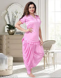 Ankona Satin Nightdress Set - Free Size, Indian Traditional Patiala Dhoti Kurta with Lace Net, Soft & Comfortable