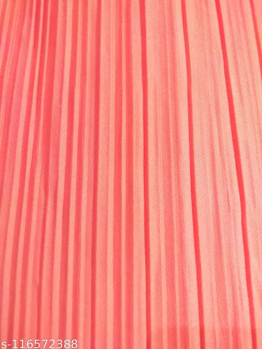 Crepe pleated mini skirts for women, set of 2 in solid pattern. Pack includes sizes 28, 30, and 32. Indian-made pencil skirt on display